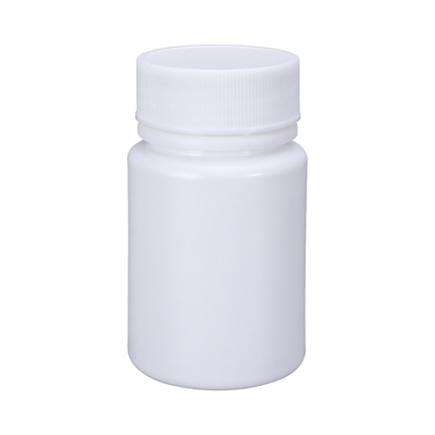 comprar Estampagem a quente 50cc garrafa de plástico vazia cápsula pílula com tampa de junta de papel de alumínio branco Fabricação em linha
