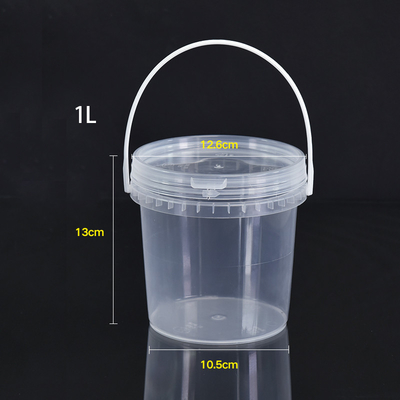 comprar 1L balde de plástico transparente com tampa de anel de puxa para as necessidades de embalagem de qualidade alimentar Fabricação em linha