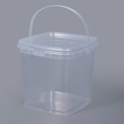 comprar 2L Capacidade Grade Alimentar baldes de plástico quadrados claros com alça para armazenamento de biscoitos Fabricação em linha