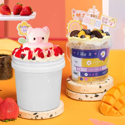 comprar 1L balde de plástico para leite condensado, mel, sorvete de qualidade alimentar recipiente de armazenamento limpo Fabricação em linha