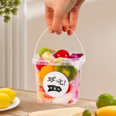 comprar 500 ml balde de plástico para gelado frutas recipiente de resgate com tampa e alça verde Fabricação em linha