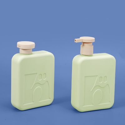 comprar Frasco de shampoo e condicionador quadrado de plástico verde de 300ml Frasco de plástico cosmético personalizado com tampa flip top Fabricação em linha
