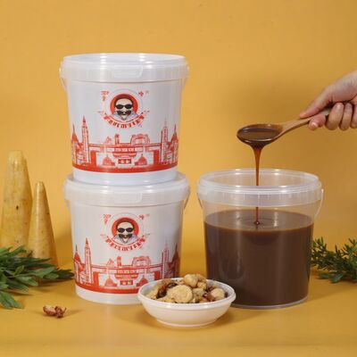 comprar Balde de plástico redondo transparente premium com vedação, tampa e alça para balde de sachê de molho para recipiente de tempero Fabricação em linha