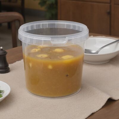 comprar Balde de plástico de qualidade alimentar personalizado Resistente à temperatura -20 ~ 100 ° C 1 ~ 2L recipiente à prova de vazamento com cabo de tampa para bebidas quentes Fabricação em linha