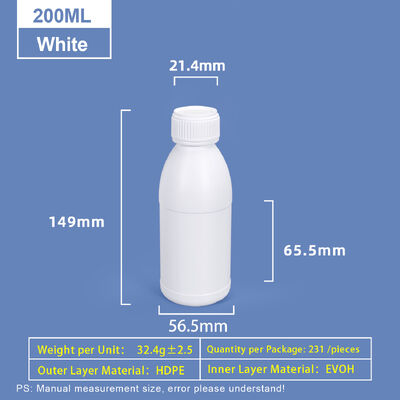 comprar Frasco Plástico Redondo Branco de 200ml com Ombro Garrafa Plástica Coex HDPE Fabricação em linha