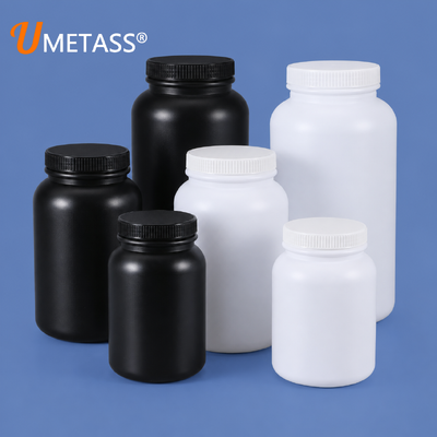 comprar HDPE garrafa de plástico redonda de boca larga 2L-4L para grânulos de pó reagentes químicos e solventes orgânicos Logotipo personalizado Fabricação em linha