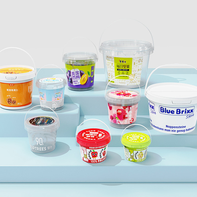 750 ml redondo de plástico PP de qualidade alimentar IML Container personalizado para bebidas