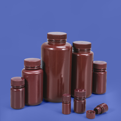 Garrafa de plástico HDPE / PP de boca larga resistente a produtos químicos personalizada para laboratório