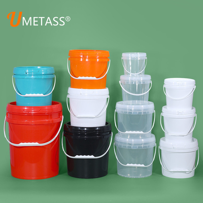 Balde de plástico durável com tampa e alça 1L 2L 3L 4L 5L volume e transparente