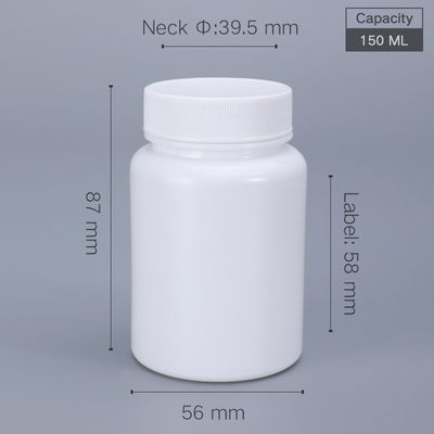 Impressão de tela de seda 150ml HDPE garrafa de plástico para armazenamento de pílulas seguro e seguro