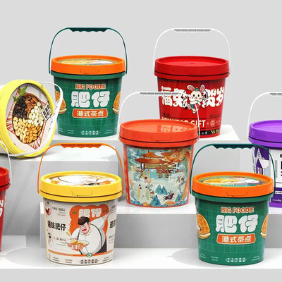 Logotipo personalizado IML balde de embalagem de alimentos para molhos de manteiga de amendoim e doces de algodão
