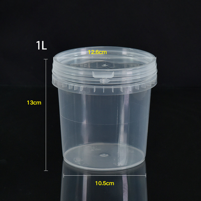 Impressão de tela de seda Impressão 1L 100pcs Conjunto de balde de plástico transparente para armazenamento de alimentos