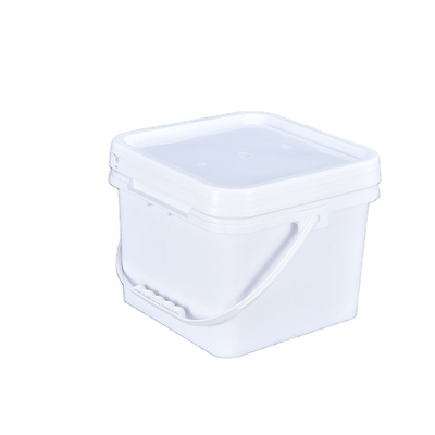Impressão personalizada de moldagem por injecção de balde de plástico quadrado com design de logotipo branco