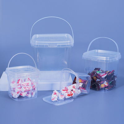Impressão de 1 litro de balde de plástico transparente para bolinhos de chocolate