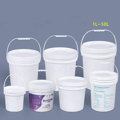 Container de qualidade alimentar 16L PP Balde redondo de plástico branco com impressão personalizada