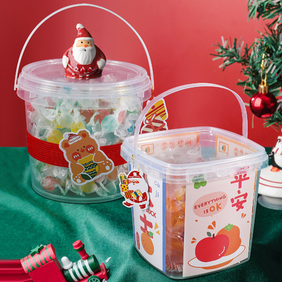 280ml 300ml 500ml 750ml 1L 1.5L 2.5L 4L Balde plástico para armazenamento de alimentos Decoração de Natal
