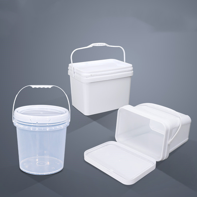 8L espessado branco transparente grande quadrado recipiente de balde de plástico com tampa de qualidade alimentar