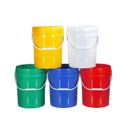 Balde de tinta de plástico redondo com tampa de selo pode personalizar o logotipo para reciclagem com forma redonda