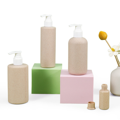 Dispensadores de Shampoo de Loção recicláveis de 100 ml a 500 ml com material de corpo de bomba e palha de trigo