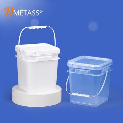 Balde de plástico transparente de polipropileno de 5 litros para armazenamento de alimentos e bebidas