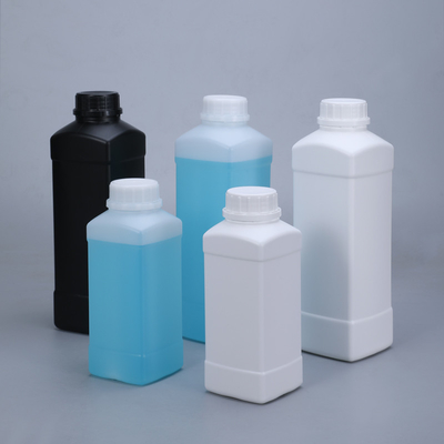 Garrafa de HDPE quadrada de alta durabilidade com tampas à prova de adulteração resistente a produtos químicos