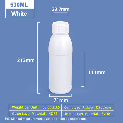 Frasco plástico branco redondo com ombros de 500ml Frasco Coex HDPE