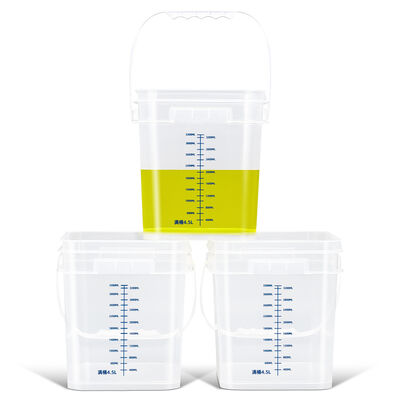 Portagem de 4L 10L 16L Copo graduado em PP transparente Eco-friendly Espessado Copo quadrado de plástico vazio com linha de escala para líquidos químicos