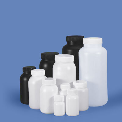 HDPE garrafa de plástico redonda de boca larga 50ml-2L para grânulos de pó reagentes químicos e solventes orgânicos Logotipo personalizado