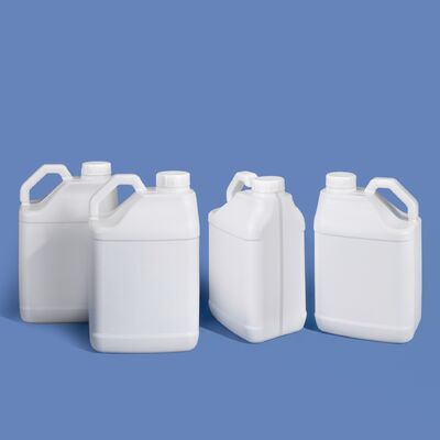 Container de embalagem em HDPE de 5 litros de plástico quadrado Jerry Can com forro de folha de alumínio, alça ampliada, linha de nível visível e tampa espiral para revestimentos e solventes