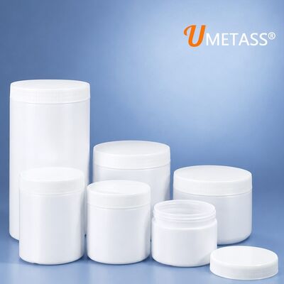 Fábrica direta HDPE Jar de plástico de parafuso de boca larga 150mL-1L com Alumínio Foil Liner Jar para condimento Grãos Uso de pó de panificação